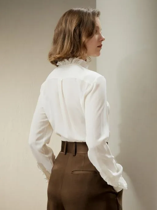 Lilysilk Crpe De Chine Blouse With Ruffle Edge Women Blouses Shirts