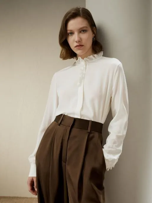 Lilysilk Crpe De Chine Blouse With Ruffle Edge Women Blouses Shirts