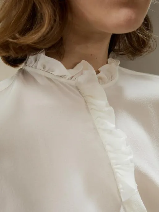 Lilysilk Crpe De Chine Blouse With Ruffle Edge Women Blouses Shirts