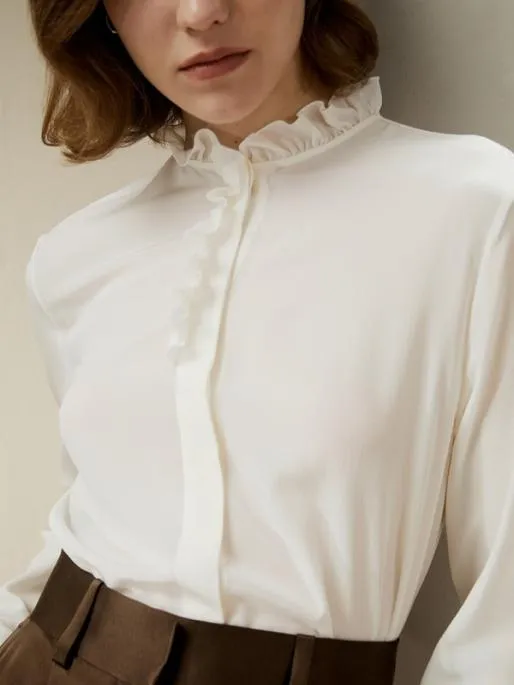 Lilysilk Crpe De Chine Blouse With Ruffle Edge Women Blouses Shirts