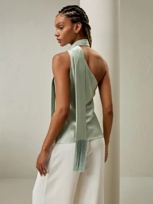Lilysilk Elegant Silk One Shoulder Top With Scarf Women Tops