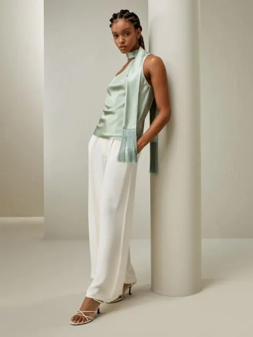 Lilysilk Elegant Silk One Shoulder Top With Scarf Women Tops
