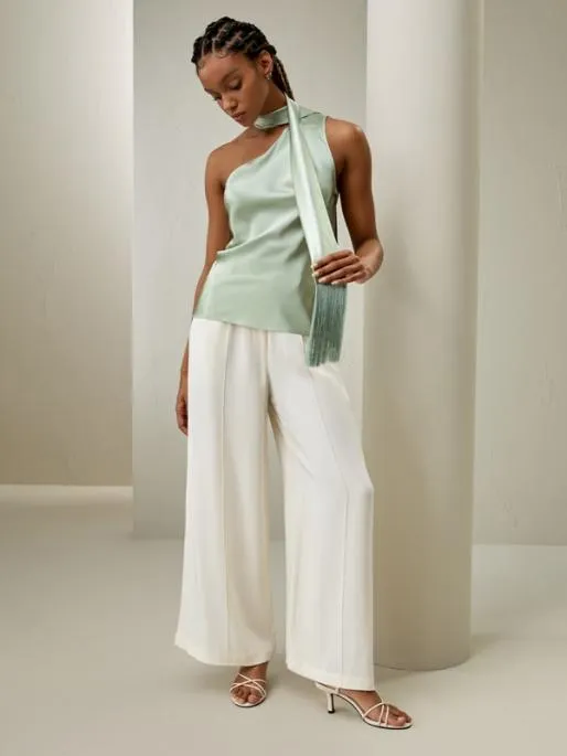 Lilysilk Elegant Silk One Shoulder Top With Scarf Women Tops