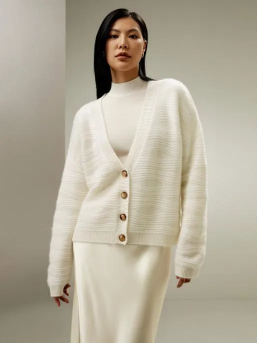 Lilysilk Elegant VNeck Cashmere Cardigan Women Knitwear