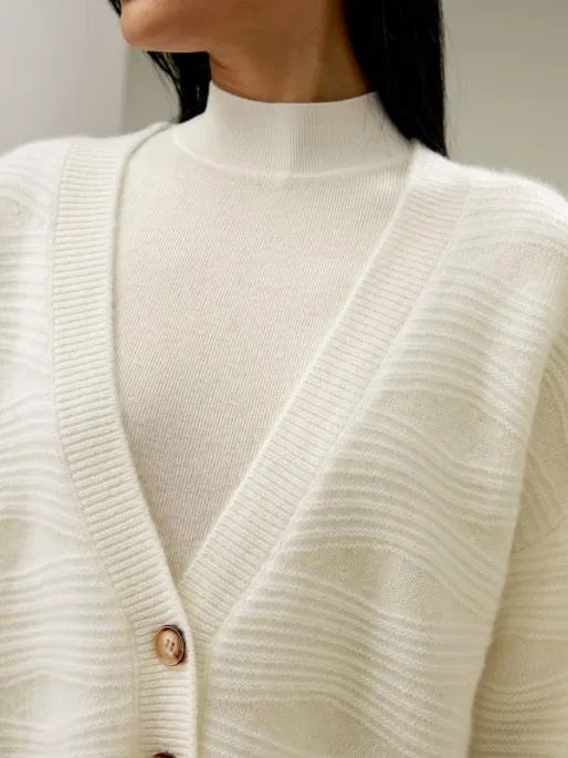 Lilysilk Elegant VNeck Cashmere Cardigan Women Knitwear