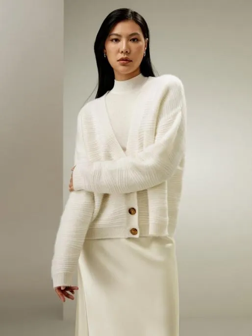 Lilysilk Elegant VNeck Cashmere Cardigan Women Knitwear