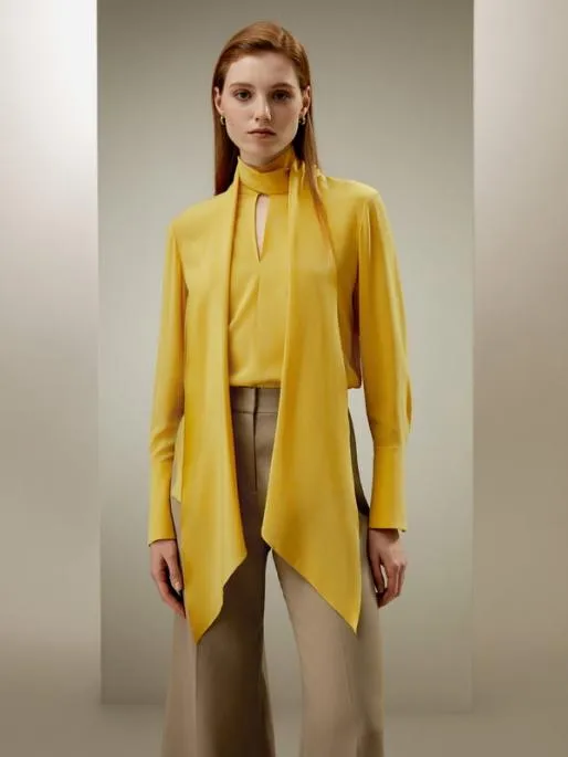 Lilysilk Flowing Silk TieNeck Blouse Women Blouses Shirts