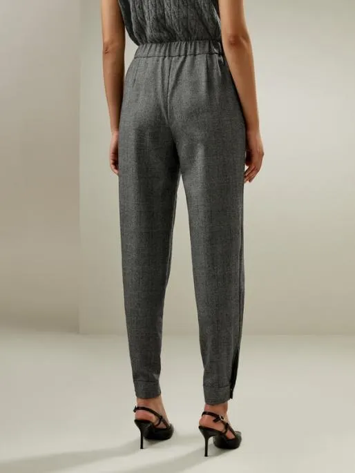 Lilysilk Glen Check Wool Joggers 8211 Versatile Style With Adjustable Comfort Women Bottoms