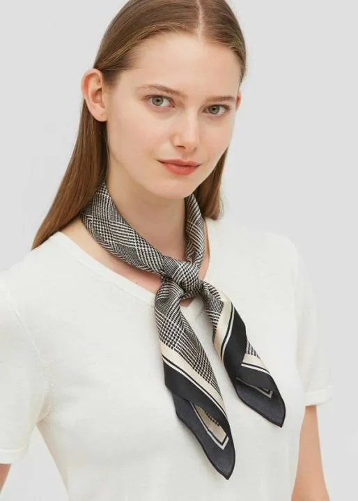 Lilysilk Houndstooth Printed Square Silk Scarf Women Wraps Scarves