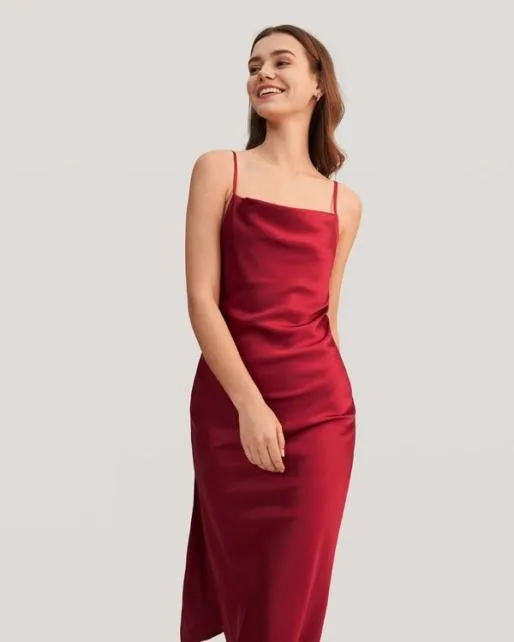 Lilysilk Lilysilk Cowl Neck Champagne Silk Slip Dress US Online Women Jumpsuits Dresses