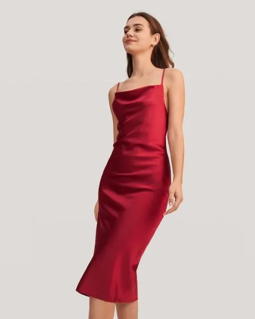 Lilysilk Lilysilk Cowl Neck Champagne Silk Slip Dress US Online Women Jumpsuits Dresses