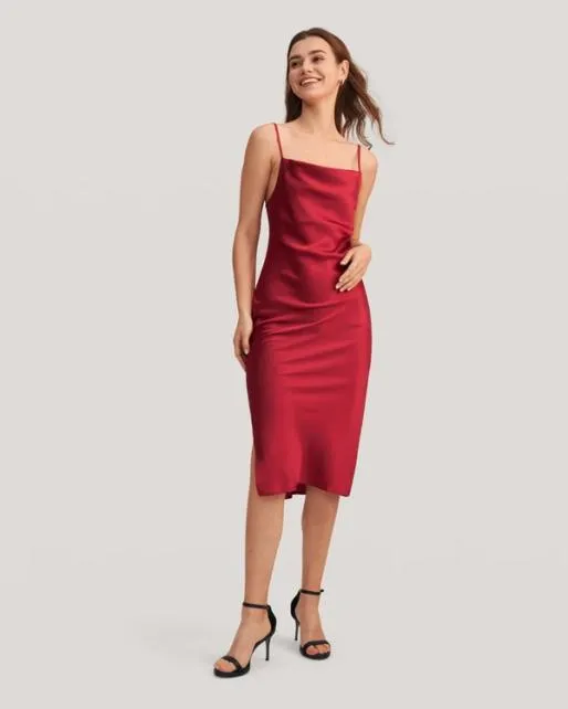 Lilysilk Lilysilk Cowl Neck Champagne Silk Slip Dress US Online Women Jumpsuits Dresses