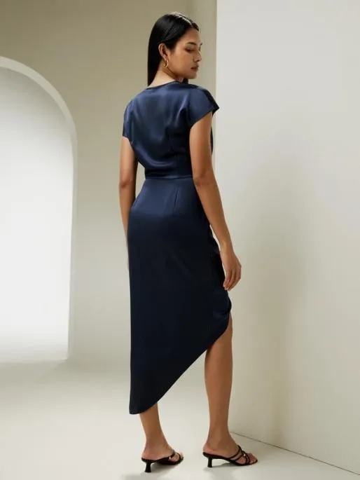 Lilysilk LILYSILK X NATASHA Draped Silk MidiDress Women Jumpsuits Dresses