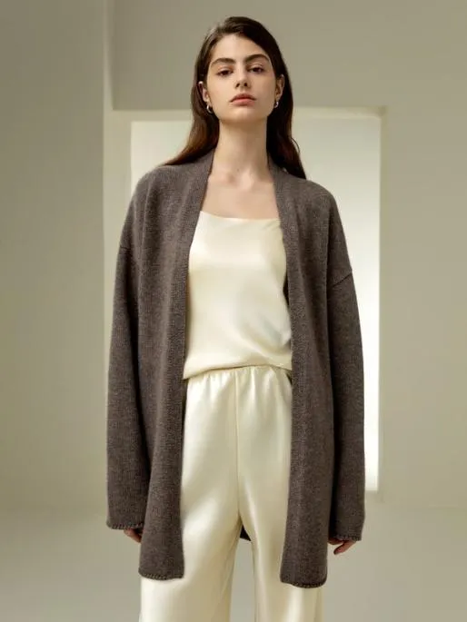 Lilysilk Long OpenFront Knit Cardigan Women Outerwear