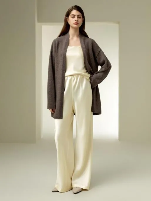 Lilysilk Long OpenFront Knit Cardigan Women Outerwear
