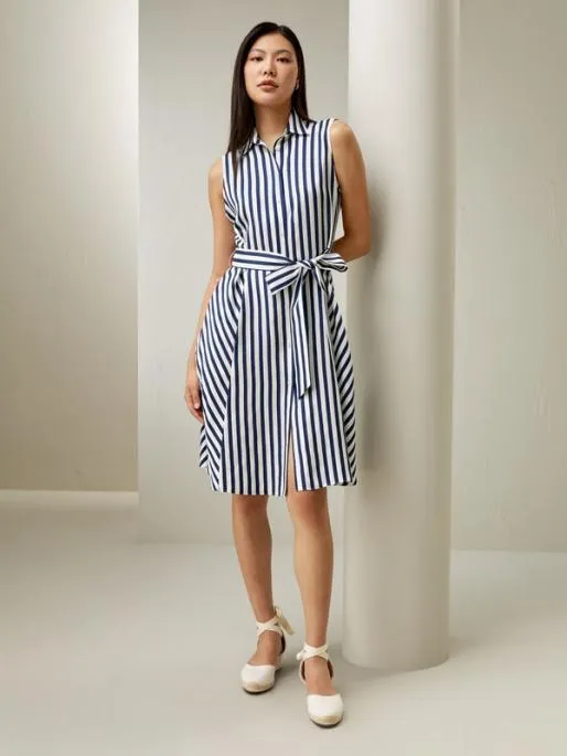 Lilysilk Navy Style Striped Silk Shirtdress For Practical And Versatile Style Women Jumpsuits Dresses