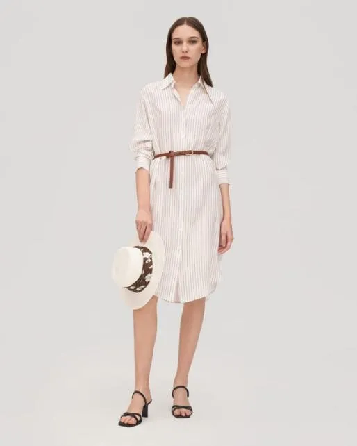 Lilysilk Pinstriped Freesia Shirt Dress Women Jumpsuits Dresses