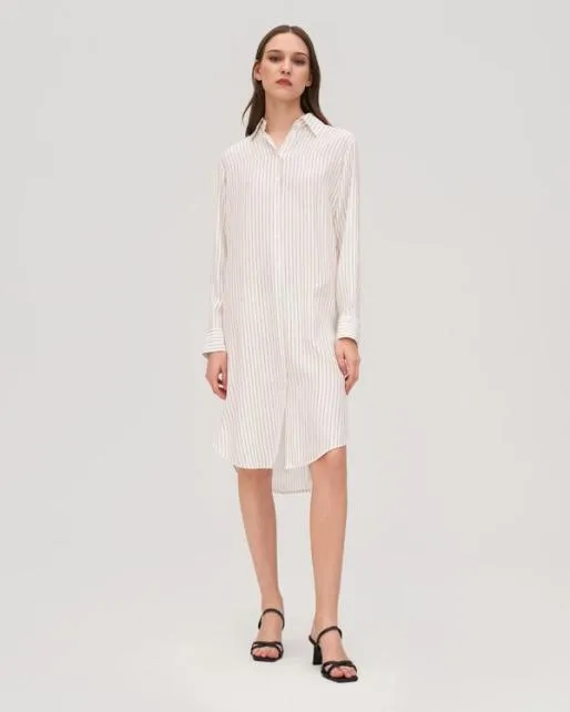 Lilysilk Pinstriped Freesia Shirt Dress Women Jumpsuits Dresses