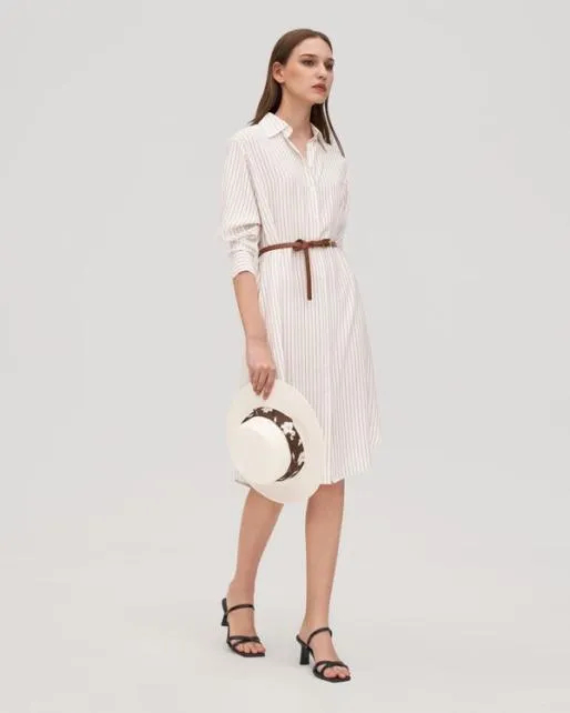 Lilysilk Pinstriped Freesia Shirt Dress Women Jumpsuits Dresses