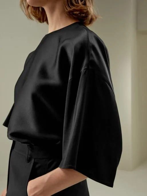 Lilysilk Relaxed Silk Crewneck Blouse Women Blouses Shirts