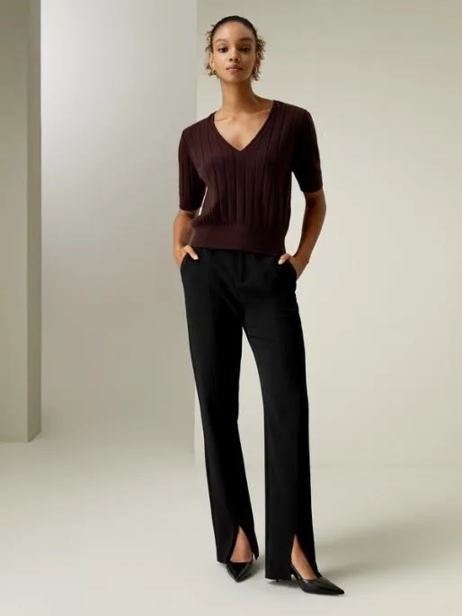 Lilysilk Short Sleeve VNeck Cashmere Tshirt Women Knitwear