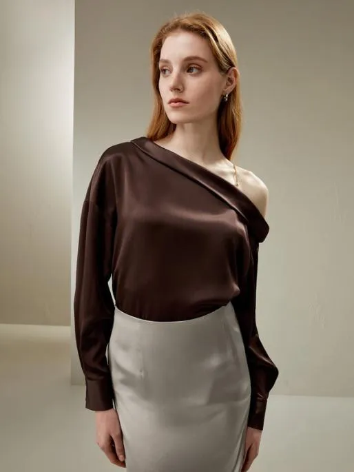 Lilysilk Silk Chic OneShoulder Top Women Blouses Shirts