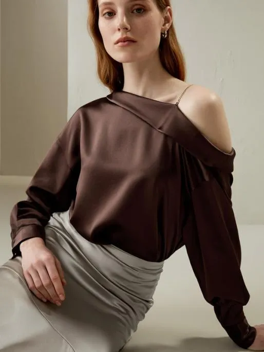 Lilysilk Silk Chic OneShoulder Top Women Blouses Shirts
