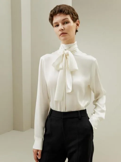 Lilysilk Silk Turtleneck Ribbon Blouse Women Blouses Shirts