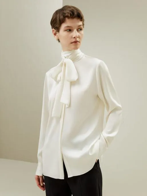 Lilysilk Silk Turtleneck Ribbon Blouse Women Blouses Shirts