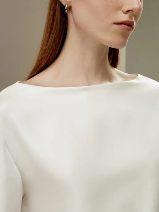 Lilysilk Silk Twill Blouse With Boat Neckline Women Essentials