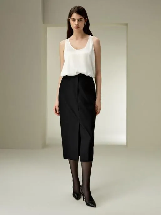 Lilysilk The Modern Beauty Silk Wool Pencil Skirt Women Bottoms
