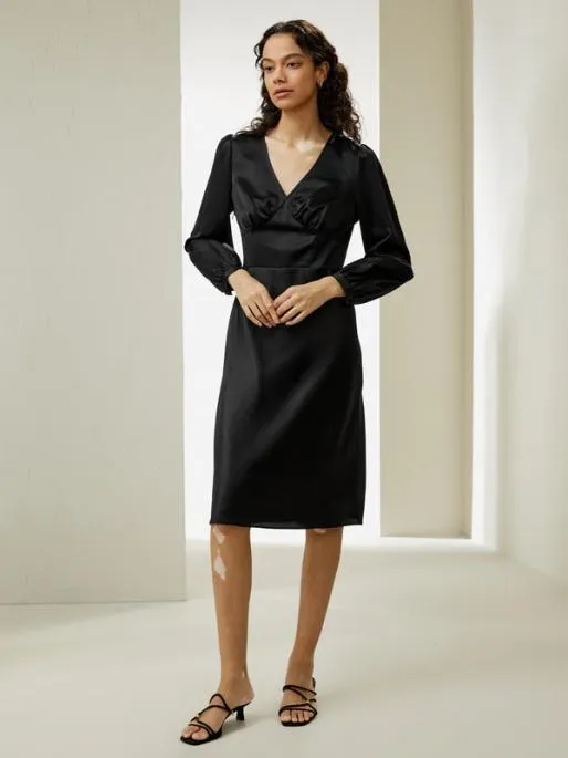 Lilysilk VNeck Silk Waisted Dress Women Jumpsuits Dresses