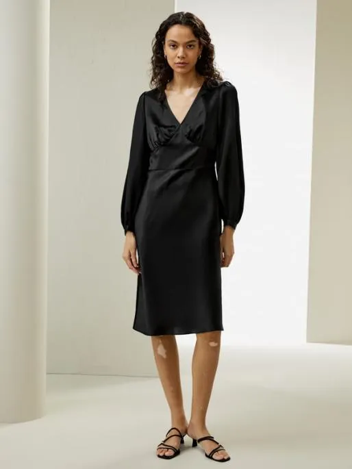 Lilysilk VNeck Silk Waisted Dress Women Jumpsuits Dresses