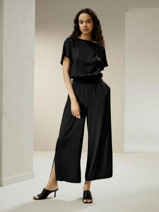 Lilysilk Wide Leg Cropped Silk Pants Women Bottoms