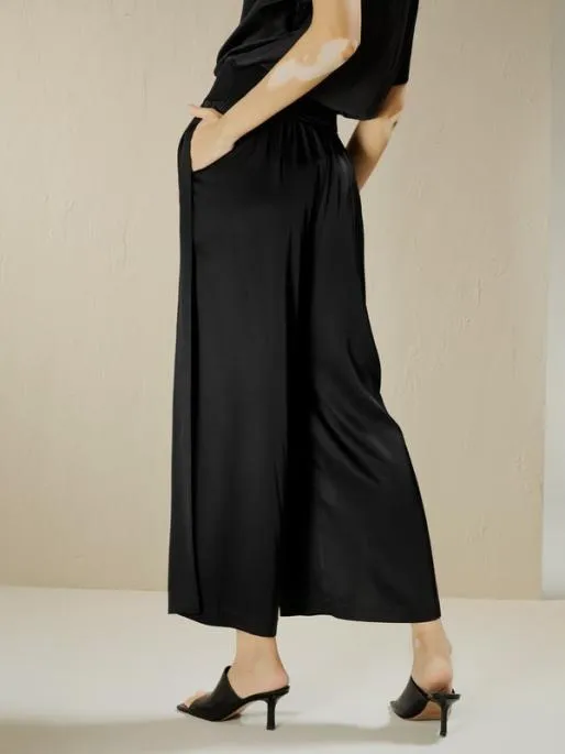 Lilysilk Wide Leg Cropped Silk Pants Women Bottoms
