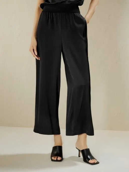 Lilysilk Wide Leg Cropped Silk Pants Women Bottoms