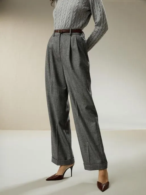 Lilysilk Wide Leg Woolflannel Suit Trousers Women Essentials