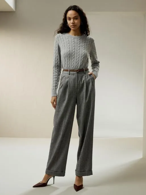 Lilysilk Wide Leg Woolflannel Suit Trousers Women Essentials