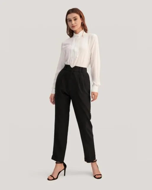 Lilysilk Women Tucked Tapered Silk Pants Women Bottoms