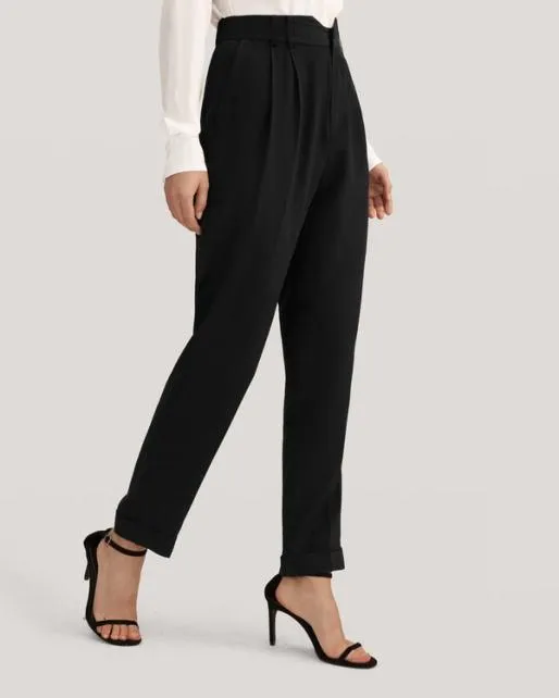 Lilysilk Women Tucked Tapered Silk Pants Women Bottoms