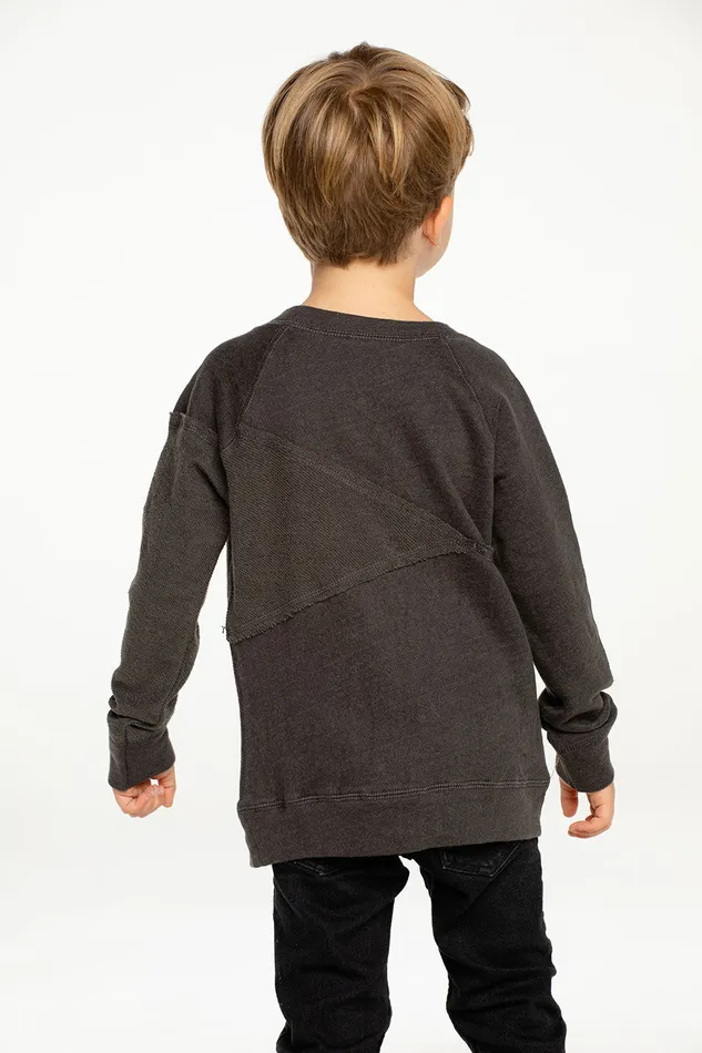 Linen French Terry Blocked Reverse Panel Long Sleeve Pullover Tops Chaser Brand Boys