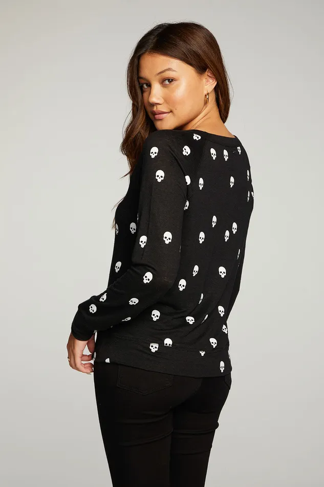 Linen Jersey Long Sleeve Raglan Pullover Loungewear Chaser Brand Womens