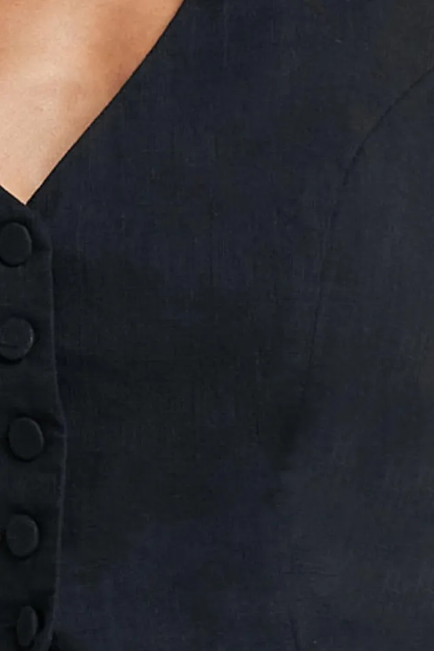 Linette Jumpsuit 8211 Halter Neck Button Through Vest Tailored Wide Leg Jumpsuit In Black Women Showpo Jumpsuits