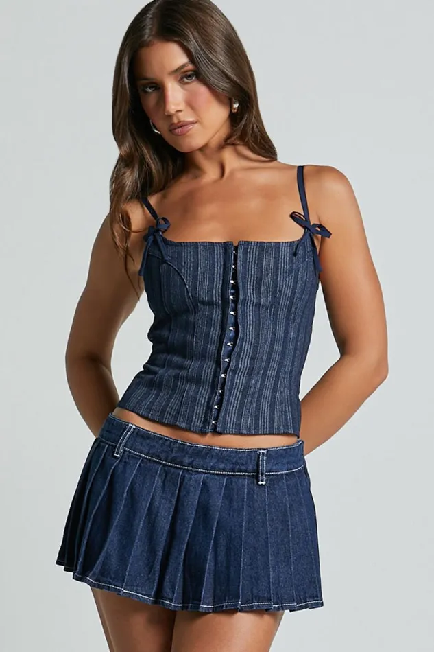 Lioness 8211 Rider Mini Skort In Blue Denim Women Showpo Denim