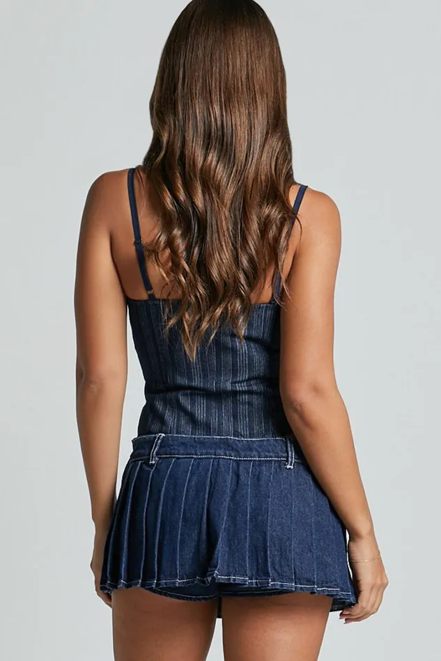 Lioness 8211 Rider Mini Skort In Blue Denim Women Showpo Denim