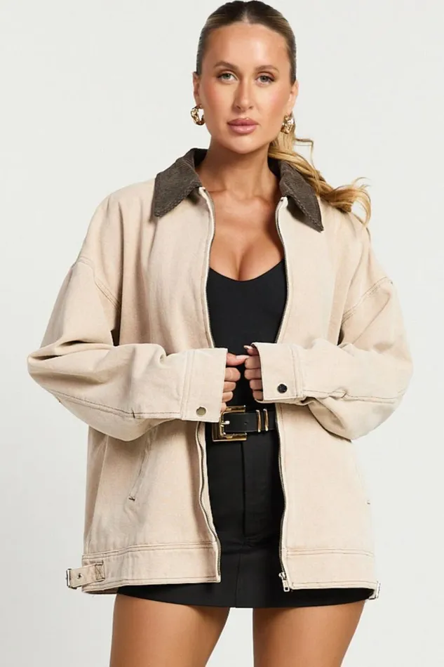 Lioness 8211 Workwear Jacket In Stone Women Showpo Jackets and Coats