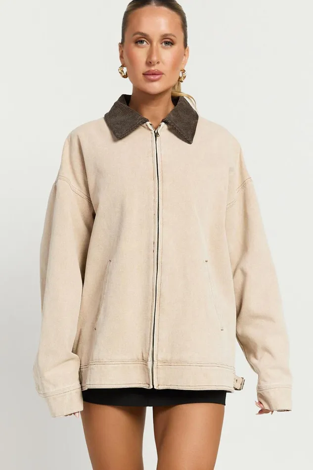 Lioness 8211 Workwear Jacket In Stone Women Showpo Jackets and Coats