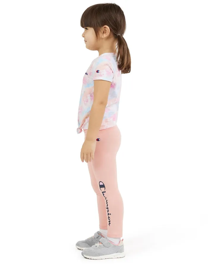 Little Girls039 Tie Front TShirt and Leggings Set 13034 Papaya Kids Champion Pants and Leggings