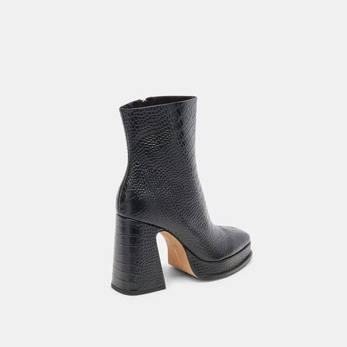 Lochly Boots Noir Embossed Leather Women Dolce Vita Boots and Booties