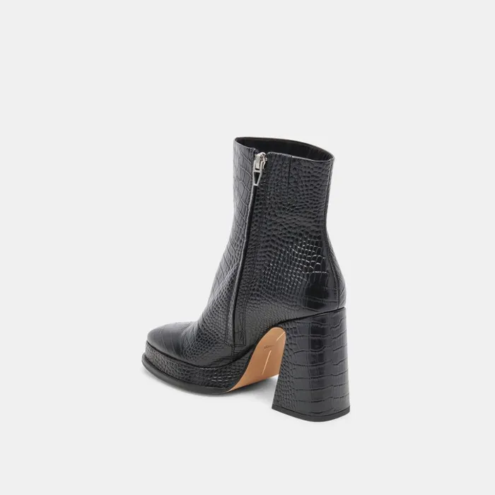 Lochly Boots Noir Embossed Leather Women Dolce Vita Boots and Booties